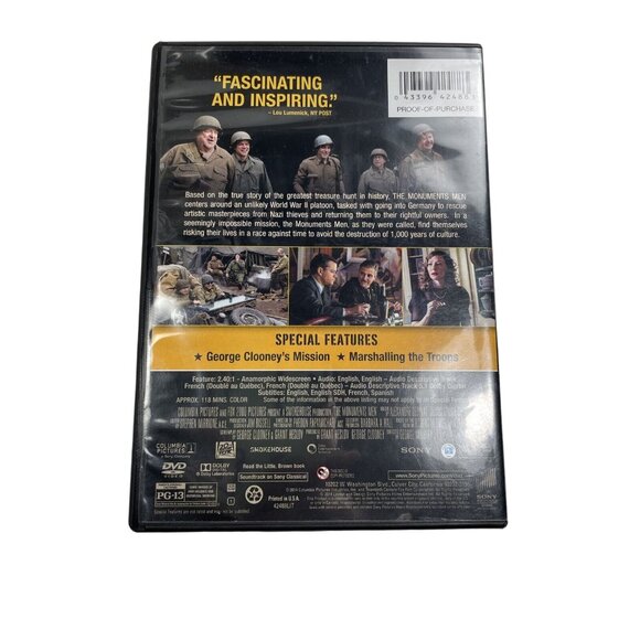 The Monuments Men History Drama Movie DVD u 2014 R PG 13 George Clooney Matt Dam - Picture 2 of 3